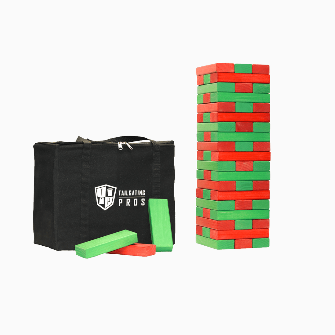 Slick Woody's Red / Kelly Green Tailgating Pros Giant Toppling Timbers with Carrying Case