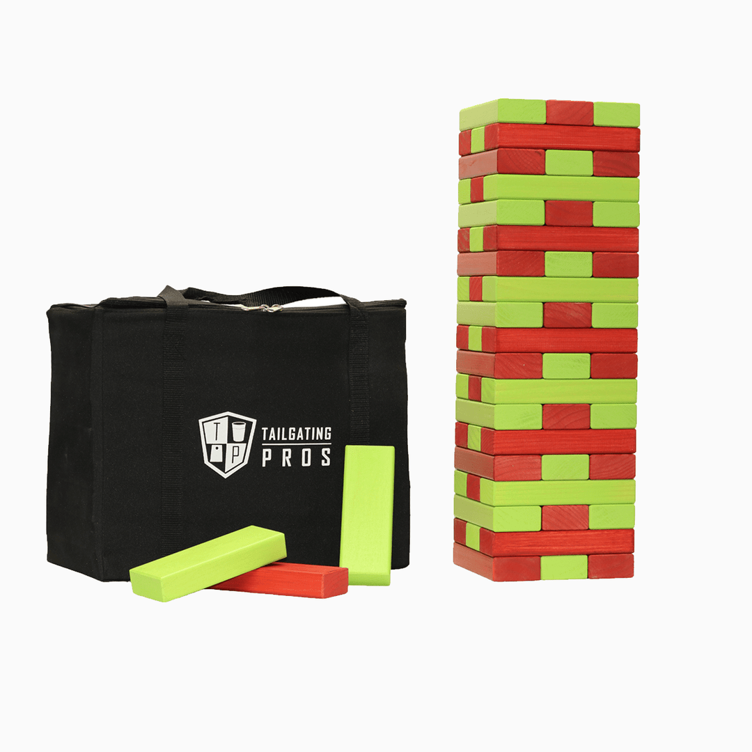 Slick Woody's Red / Lime Green Tailgating Pros Giant Toppling Timbers with Carrying Case