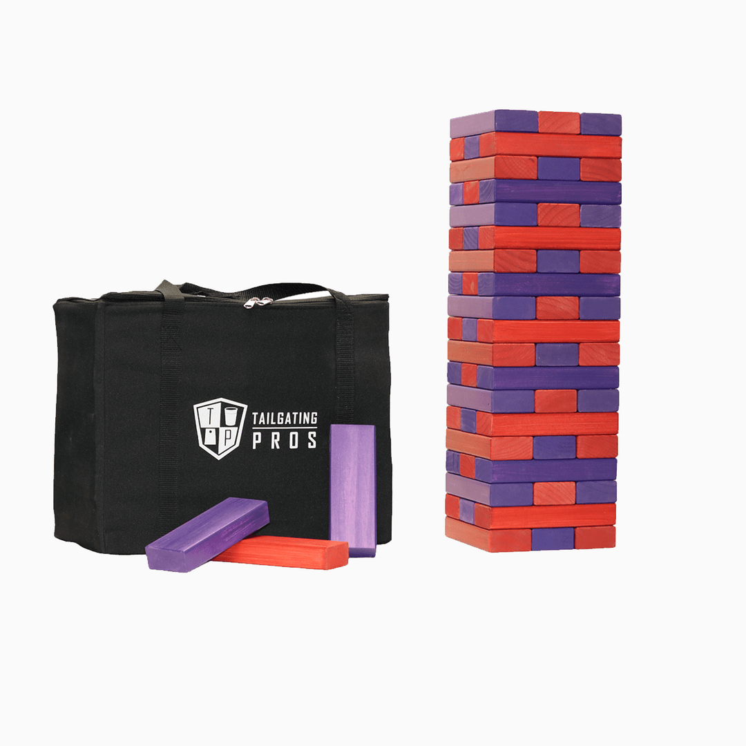 Slick Woody's Red / Purple Tailgating Pros Giant Toppling Timbers with Carrying Case