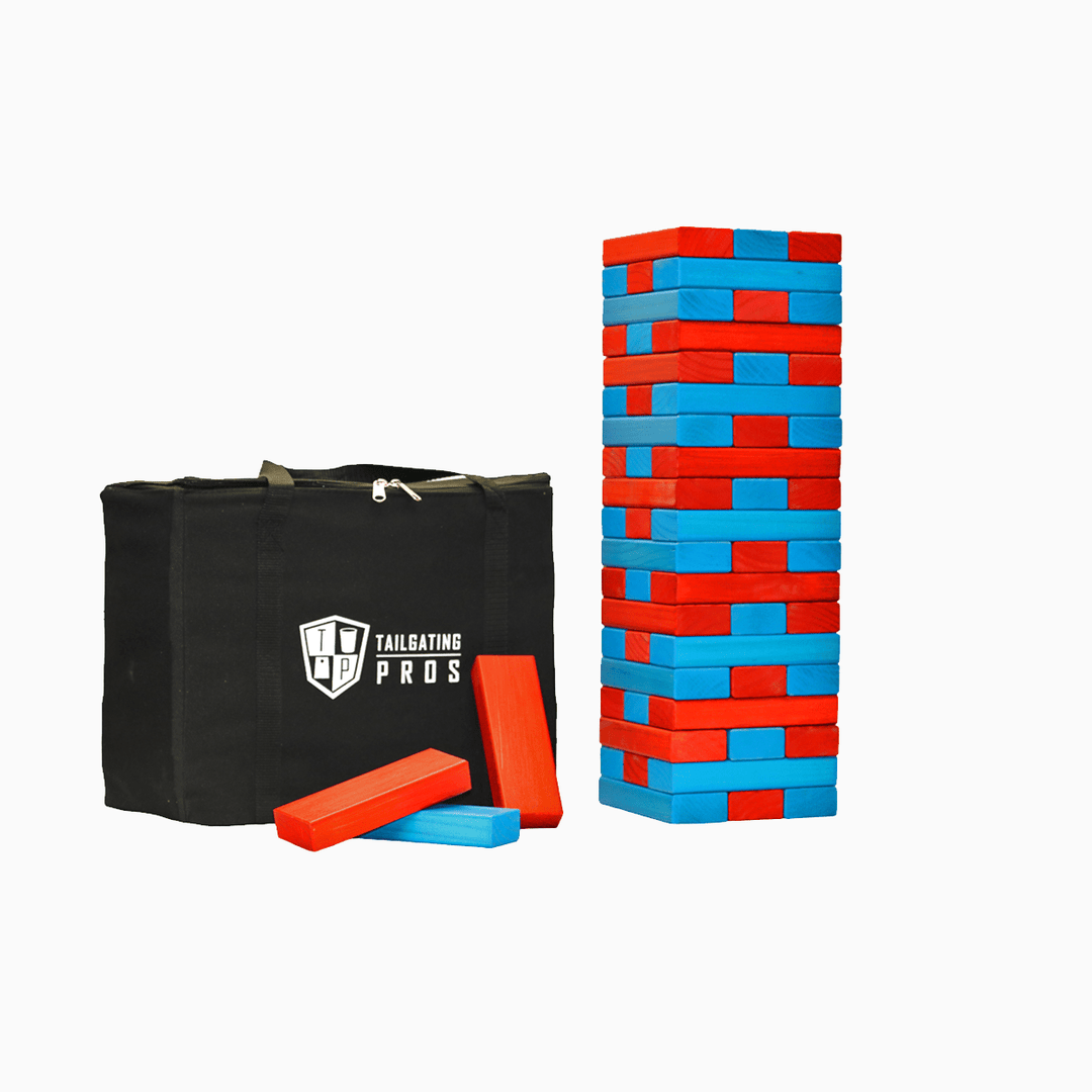 Slick Woody's Red / Turquoise Tailgating Pros Giant Toppling Timbers with Carrying Case