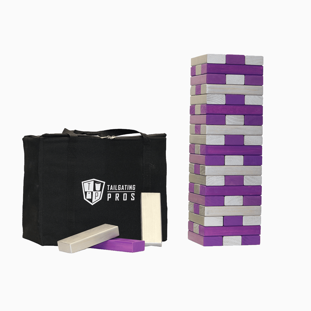 Slick Woody's Silver / Purple Tailgating Pros Giant Toppling Timbers with Carrying Case