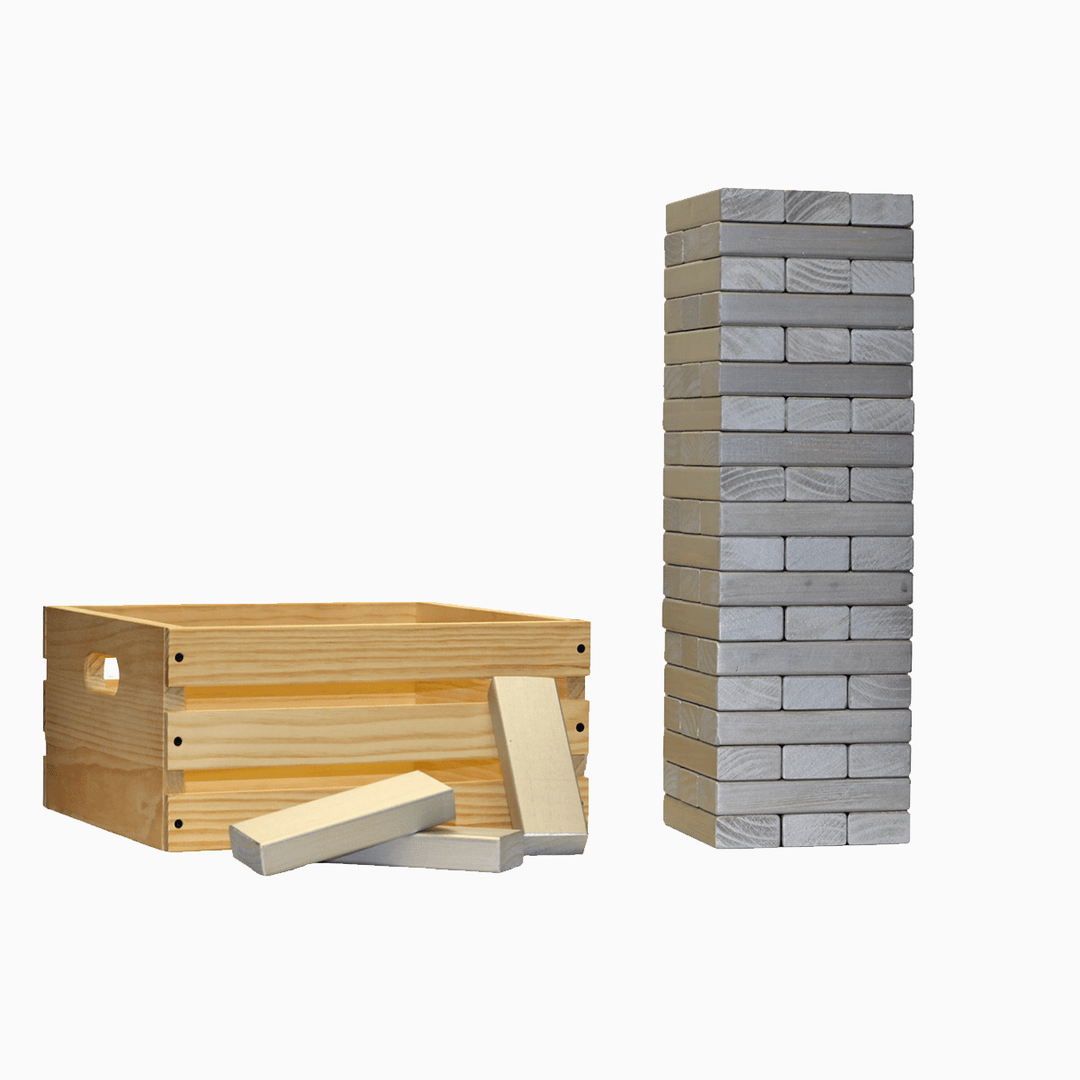Slick Woody's Silver / Silver Tailgating Pros Giant Toppling Timbers with Natural Wooden Crate