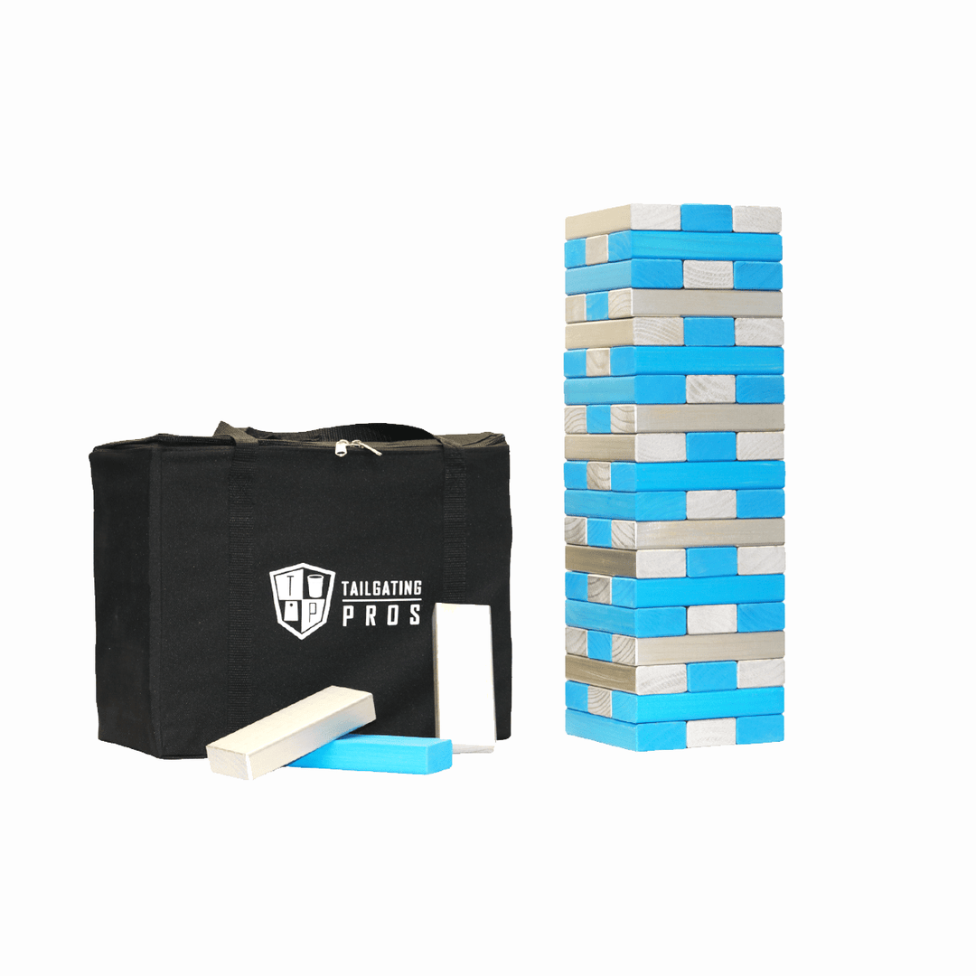 Slick Woody's Silver / Turquoise Tailgating Pros Giant Toppling Timbers with Carrying Case