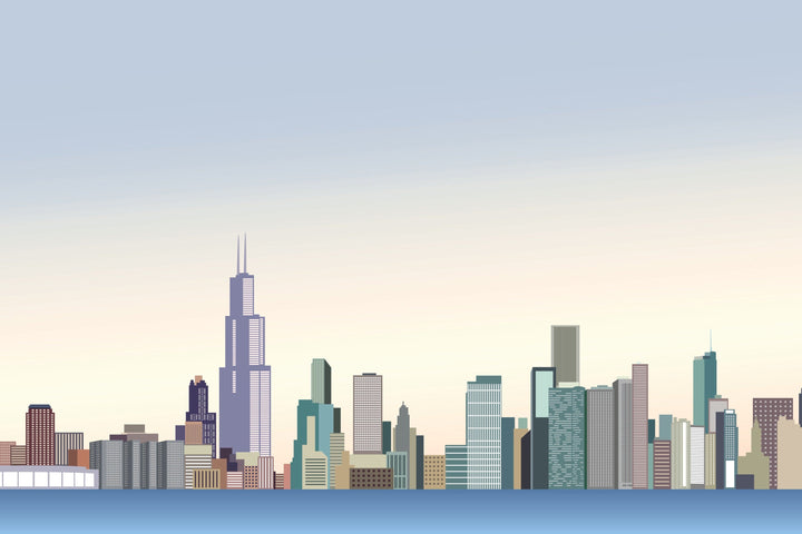 Slick Woody's Slick Prints Chicago Skyline Accent Wall