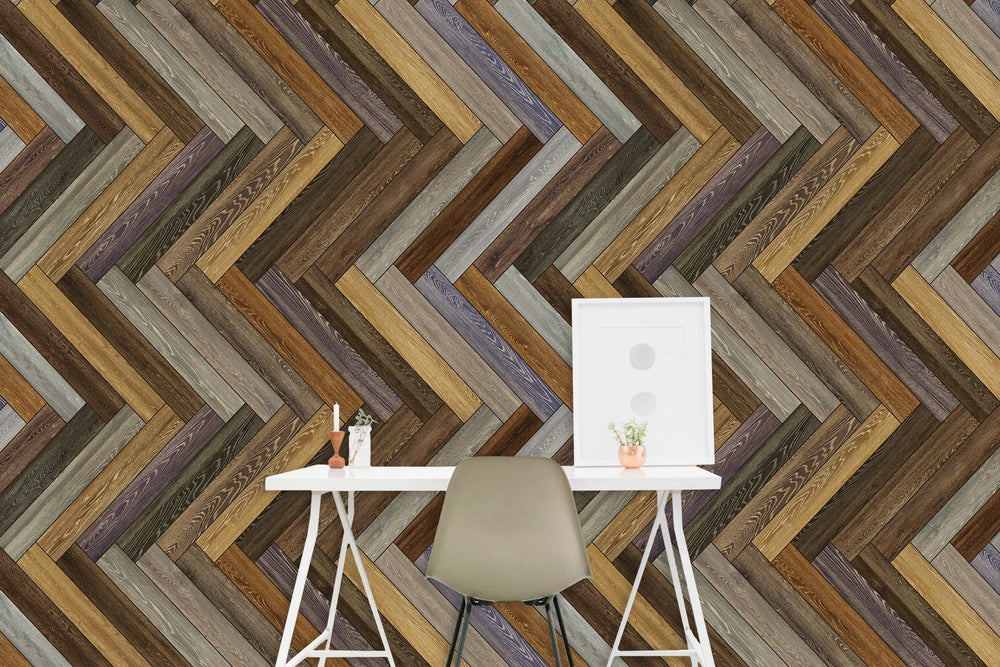 Slick Woody's Slick Prints Multicolor Angled Wood Accent Wall