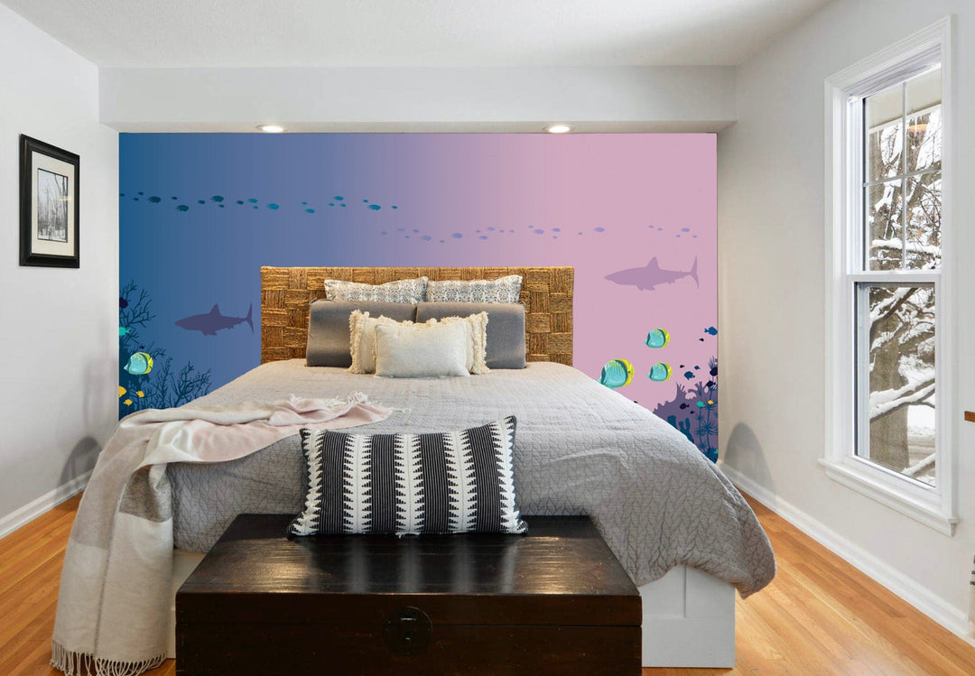 Slick Woody's Slick Prints Underwater Sharks Peel & Stick Wall Mural