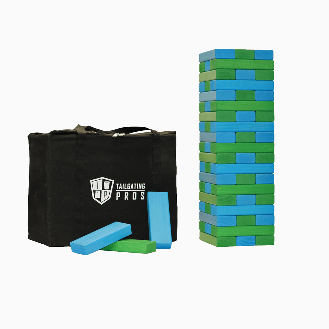 Slick Woody's Turquoise / Kelly Green Tailgating Pros Giant Toppling Timbers with Carrying Case