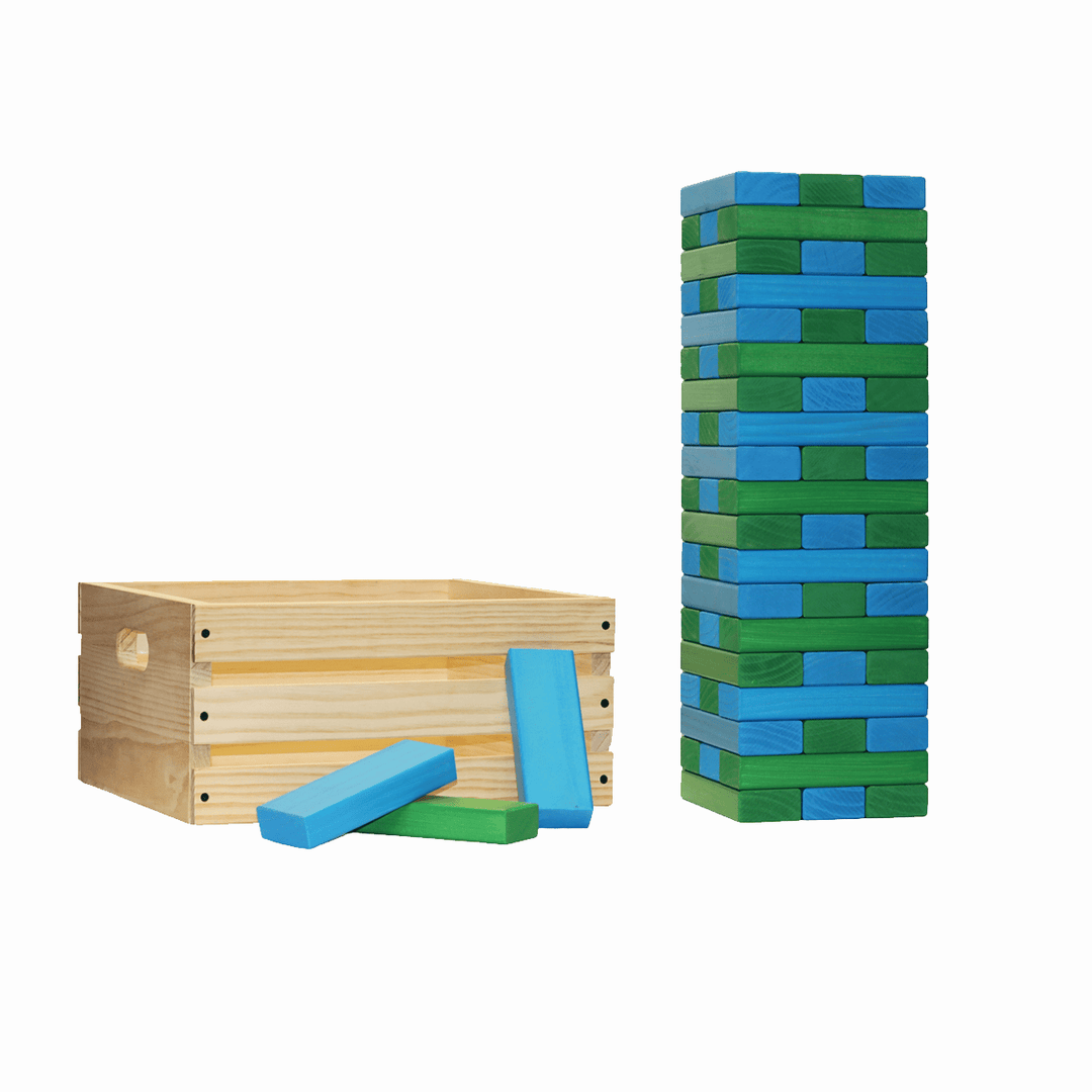Slick Woody's Turquoise / Kelly Green Tailgating Pros Giant Toppling Timbers with Natural Wooden Crate