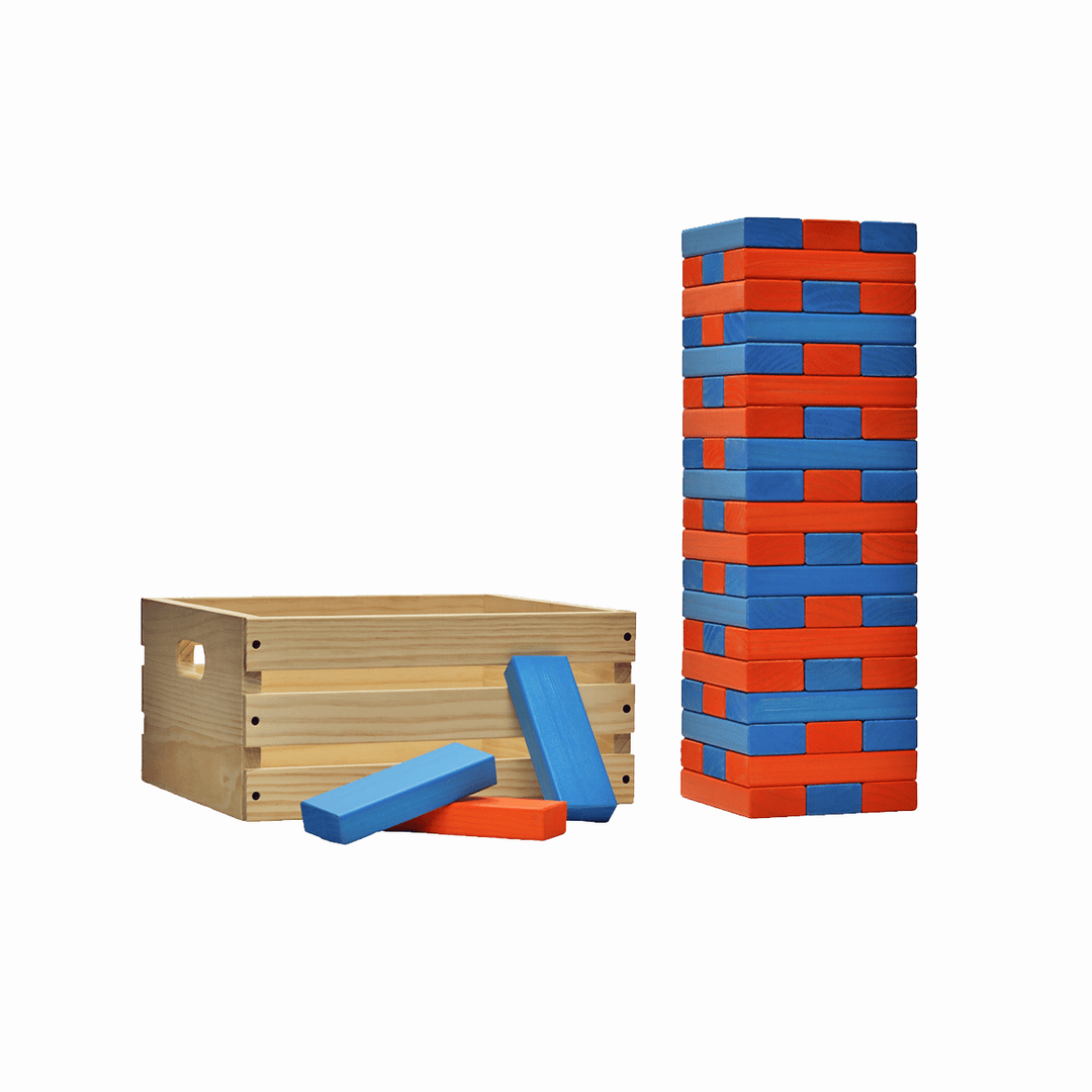 Slick Woody's Turquoise / Orange Tailgating Pros Giant Toppling Timbers with Natural Wooden Crate