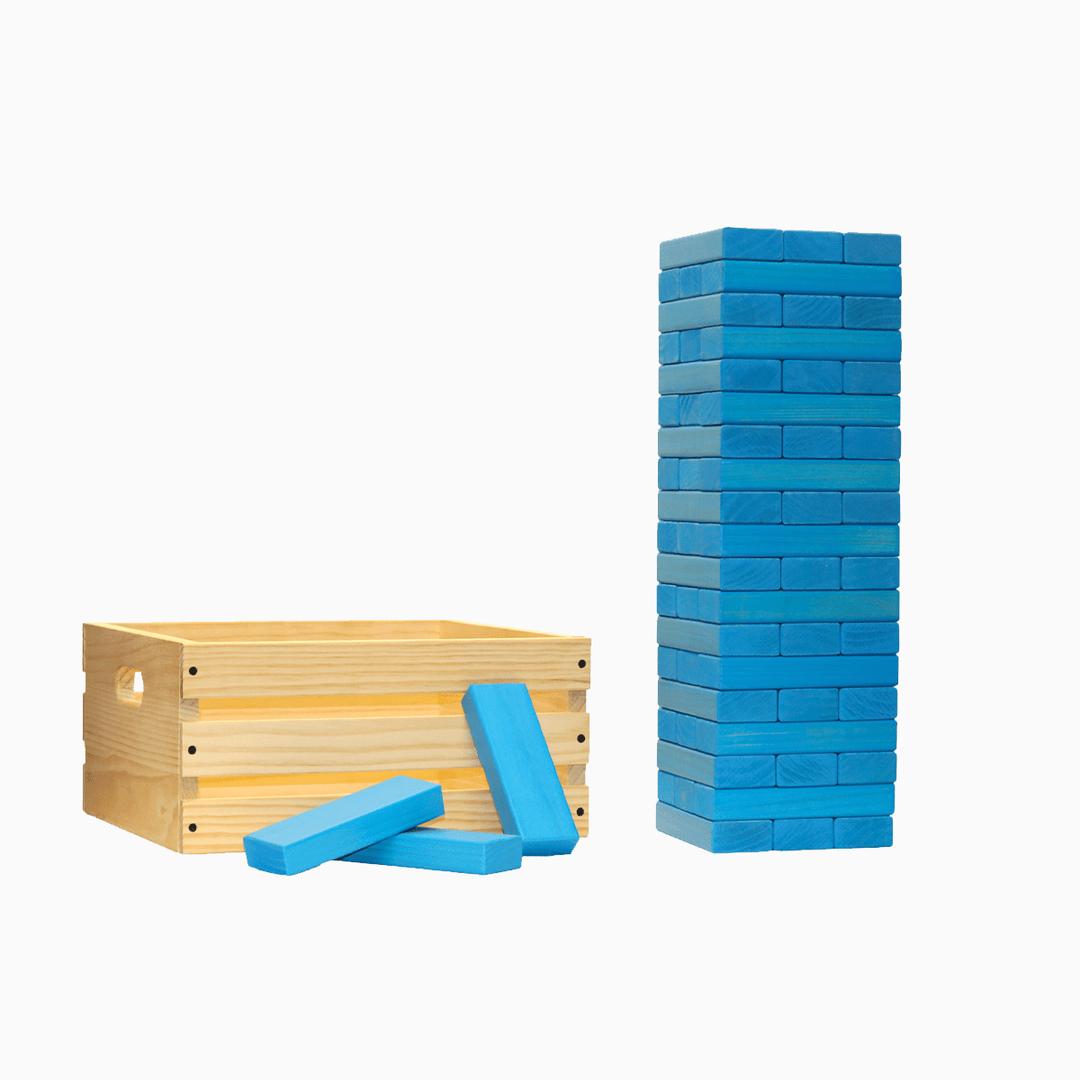 Slick Woody's Turquoise / Turquoise Tailgating Pros Giant Toppling Timbers with Natural Wooden Crate