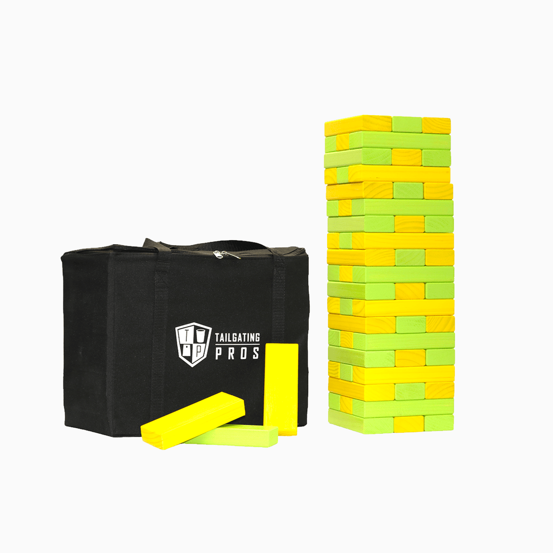 Slick Woody's Yellow / Lime Green Tailgating Pros Giant Toppling Timbers with Carrying Case