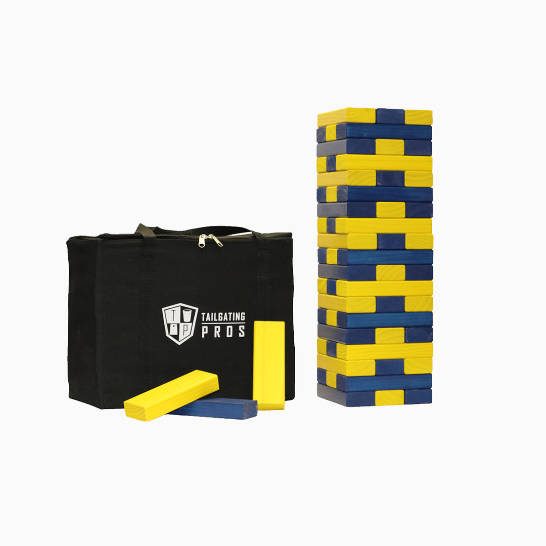 Slick Woody's Yellow / Navy Tailgating Pros Giant Toppling Timbers with Carrying Case